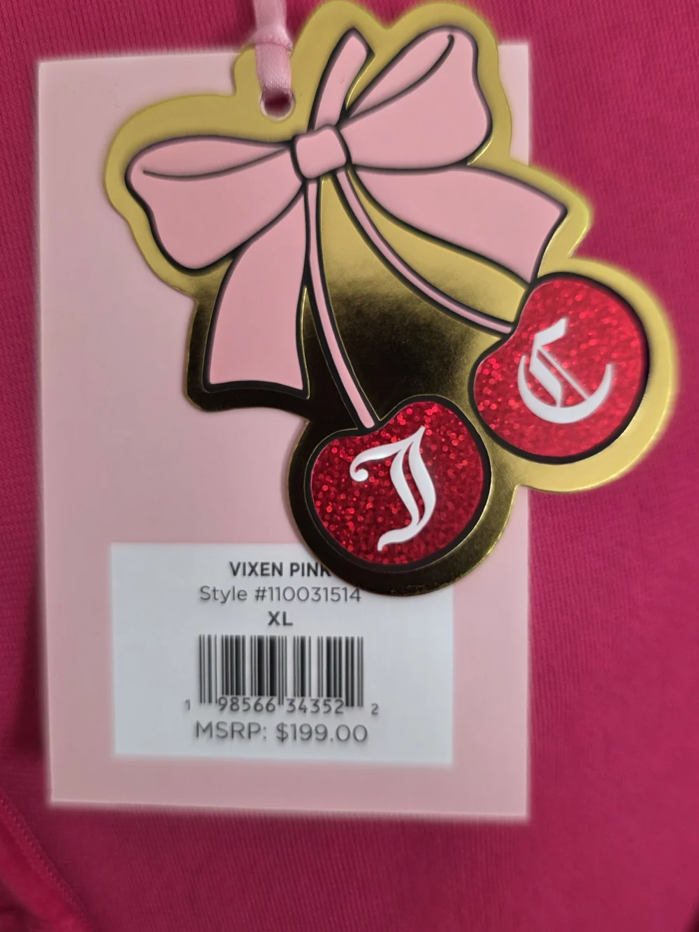 Juicy Couture Vixen Pink Velour Zip Hoodie & Jogger Pants XL. Y2K, Bling